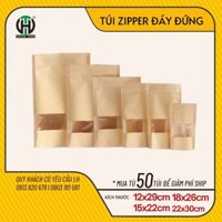 Túi zipper giấy Kraft, đáy đứng, có cửa sổ - Đựng thực phẩm, bột, đồ ăn vặt (có nhận in logo)