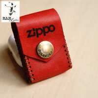 TÚI ZIPPO DA BÒ THẬT - ĐỎ