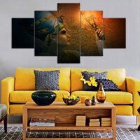 TUMOVO African Painting Ancient Egyp Wall Art Cleopatra Pictuers 5 Panel Canvas Modern Artwork Contemporary Home Decor for Living Room Giclee Woode...
