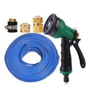 Tưới cây rửa xe Bộ dây và vòi xịt tăng áp lực nước 300 loại 25m cút đồng,nối đồng 206815 - xanh dẹt 25m