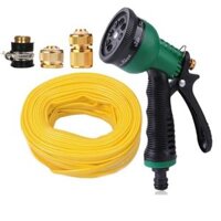 Tưới cây rửa xe Bộ dây và vòi xịt tăng áp lực nước 300 loại 25m cút đồng,nối đồng 206815 - vàng dẹt 25m