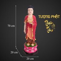 Tượng A Di Đà Phật cao 70cm – Đứng – Màu Đỏ – Đài Sen Màu Hồng (Mẫu Đài Loan) 036DD-PDD  - Tuong A Di Da Phat