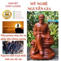 Tượng bác hồ bằng gỗ hương cao 20 cm