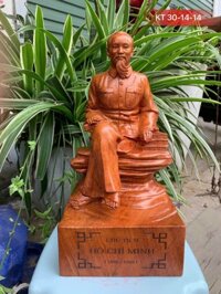 Tượng bác hồ bằng gỗ hương đá kt cao 301414cm