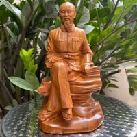 Tượng Bác Hồ Gỗ Bách thơm cao 20cm Màu gỗ đẹp lung linh thơm mát