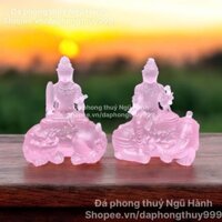 Tượng Bồ Tát Văn Thù - Bồ Tát Phổ Hiền Đá Lưu Ly Cao Cấp - Cao 10cm