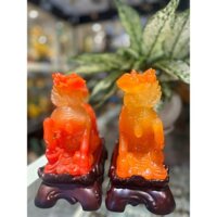 Tượng Cặp kỳ lân ngọc xanh tụ tài C082A