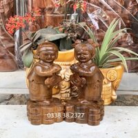 Tượng cặp tiểu đồng tử cao 15cm và 20cm được làm bằng gỗ bách xanh nguyên khối