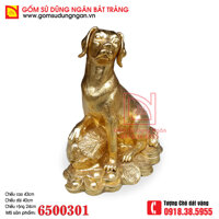 Tượng Chó sứ dát vàng Linh vật phong thủy năm Mậu Tuất
