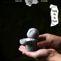 Tượng chú tiểu bê chậu đá sa thạch cao cấp ST107G - Deco tiểu cảnh,bán cạn, terrarium,bonsai, đốt trầm hương, thắp nến