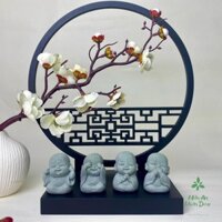 Tượng Chú Tiểu cỡ nhỏ - Tứ Không - trang trí tiểu cảnh, hòn non bộ, bể cá, bonsai