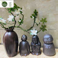 Tượng Chú Tiểu Decor Tượng Phật An Nhiên Gốm Mộc Tử Sa Cao 20cm Trang Trí Làm Quà Tặng Gốm Sứ Bát Tràn