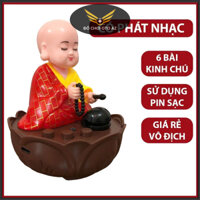 Tượng chú tiểu gõ mõ tụng kinh có nhạc đặt ban thờ, trang trí tablo xe hơi, bàn làm việc,...