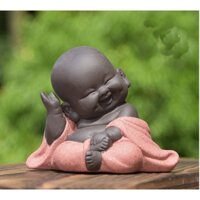 Tượng Chú Tiểu Gốm Vẫy Tay Chào