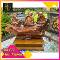 Tượng chú tiêu mái thoải gỗ bách xanh kích tấc 22x40x8