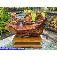 Tượng chú tiêu vô ưu gỗ bách xanh kích thước 22x40x8