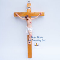 Tượng chúa chịu nạn 30cm composite ( thánh giá gỗ 55cm ) - trang trí bàn thờ , nhà cửa