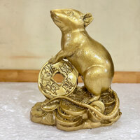 Tượng Chuột Tài Lộc Phong Thủy bằng Bột Đá Cao 16cm