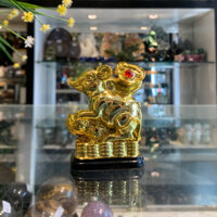 Tượng Chuột Vàng Dán Xe Cõng Như Ý, Tượng Chuột Bột Đá Mạ Vàng Non Cao Cấp TM026