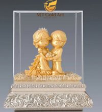 Tượng cô dâu chú rể dát vàng 24k 19x27x34cm MT Gokd Art- Hàng chính hãng, quà tặng ngày cưới, kỷ niệm ngày cưới