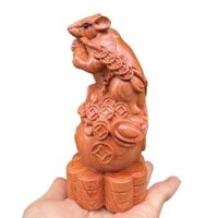 Tượng Con Chuột Đứng Trên Túi Vàng Tài Lộc Gỗ Hương Đá kích thước 15,20,30 Trang Trí nhà