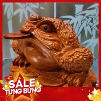 Tượng con cóc ngậm vàng hút tài lộc gỗ hương (tặng vòng đeo tay)