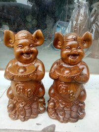 Tượng con heo  lợn  Tài lộc bằng gỗ bách xanh thơm nức kt cao 1599cm