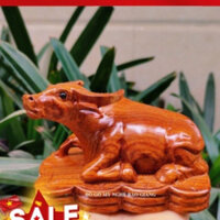 Tượng con trâu gỗ hương ngang 20 cm