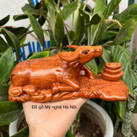 Tượng con trâu gỗ hương ngang 20 cm