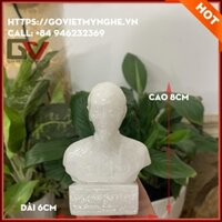 Tượng đá chân dung bán thân Bác Hồ Chủ Tịch Hồ Chí Minh - Chiều cao 8cm - Cỡ mini - Màu trắng đá non nước