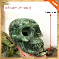 Tượng đá trang trí hình đầu lâu - Tượng trang trí phòng khách hình Đầu Lâu - Màu xanh lục bích - Dài 16cm