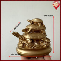 Tượng Đá Trang Trí Phong Thủy - Tượng Con Rùa Phong Thủy - Màu Nhũ đồng - Cao 10cm