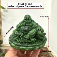 Tượng đá trang trí Tượng Phật Di Lặc ngồi - biểu tượng cho sự hạnh phúc - đại cát - đại lợi - Cao 7cm- Màu xanh lục bích