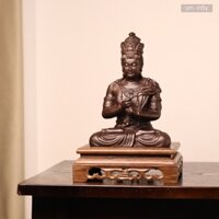 Tượng Đại Nhật Như Lai cao 20cm gỗ mun Am Mây decor Phật giáo trưng bày góc tu tập, phồng thờ