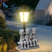 Tượng Đèn Lồng Nhựa Cặp Đôi Điêu Khắc Sân Vườn Tượng Năng Lượng Mặt Trời Ánh Sáng