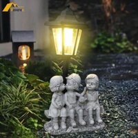 Tượng Đèn Lồng Nhựa Cặp Đôi Điêu Khắc Sân Vườn Tượng Năng Lượng Mặt Trời Ánh Sáng