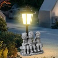 Tượng Đèn Lồng Nhựa Cặp Đôi Điêu Khắc Sân Vườn Tượng Năng Lượng Mặt Trời Ánh Sáng