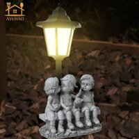 Tượng Đèn Lồng Nhựa Cặp Đôi Điêu Khắc Sân Vườn Tượng Năng Lượng Mặt Trời Ánh Sáng