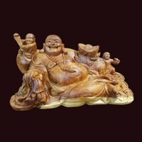 Tượng Di Lặc gỗ cẩm chỉ Gia Lai 28x56x23cm