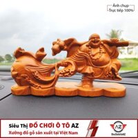 Tượng Di Lạc Gỗ Xá Xị (Thơm) - Tặng kèm miếng dán đa năng chống trượt trên xe ô tô