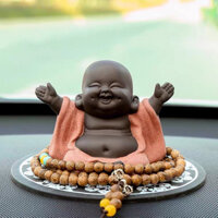 Tượng Di Lạc  Gốm Kim Sa phong thủy để taplo xe ô tô - Tượng Phật để xe hơi Cao cấp