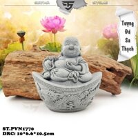 Tượng Di Lặc phật tổ ngồi đĩnh vàng đá sa thạch cao cấp ST.PVN1770 - Tượng Deco, trang trí, trưng bày
