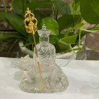 Tượng địa tạng  vương bồ tát màu  trong cao 10 cm kèm tích trượng đẹp