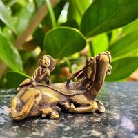 Tượng đồng Chú bé cưỡi trâu - Tượng decor trang trí tiểu cảnh bonsai phối lũa, trang trí bàn trà