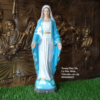 Tượng Đức Mẹ 40cm tượng dày nặng chắc chắn trang trí bàn thờ công giáo 2 màu xanh, trắng đá