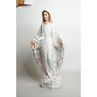 Tượng Đức Mẹ Ban Ơn cao 40cm sơn trắng kim tuyến - Tượng Công Giáo