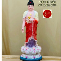 Tượng Đức Phật A Di Đà Bằng Bột Đá Đứng, Màu Đỏ Cam Cao 42cm - Tuệ Tâm