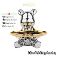 Tượng Gấu bê khay đa năng MCM HOME tượng có ống heo decor nhà đựng chìa khóa làm quà tặng kèm khay ngang