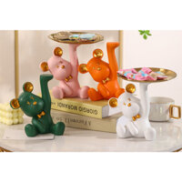 Tượng Gấu Bearbrick Decor Nâng Đĩa Đựng Chìa Khóa, Mỹ Phẩm, Mô Hình Trang Trí Phòng Khách Gấu Bê Khay LABY HOME