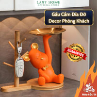 Tượng Gấu Bearbrick Decor Nâng Đĩa Đựng Chìa Khóa, Mỹ Phẩm, Mô Hình Trang Trí Phòng Khách Gấu Bê Khay LABY HOME